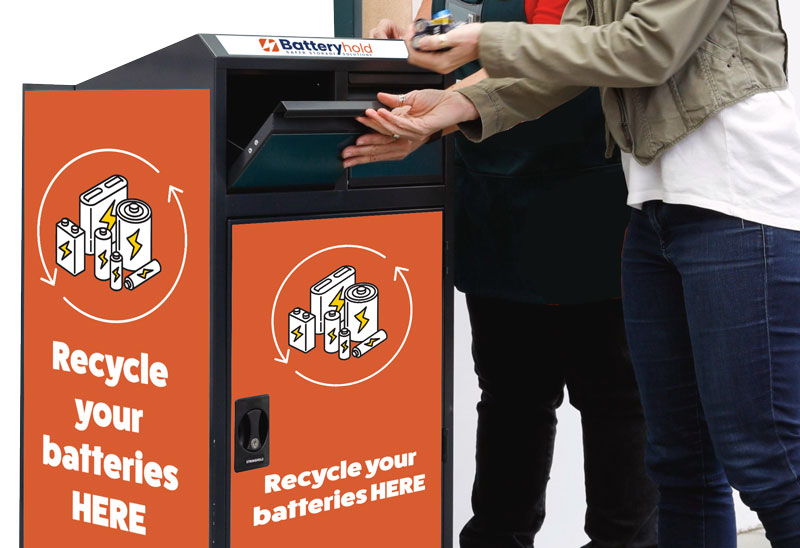 Batteryhold-collection-bin-orange Battery hold steel collection units